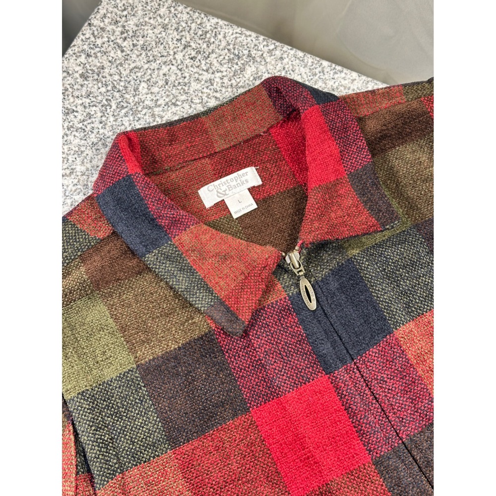 Christopher Banks Plaid Zip Front Vest Men's Size LargeOuterwear Buffalo Style